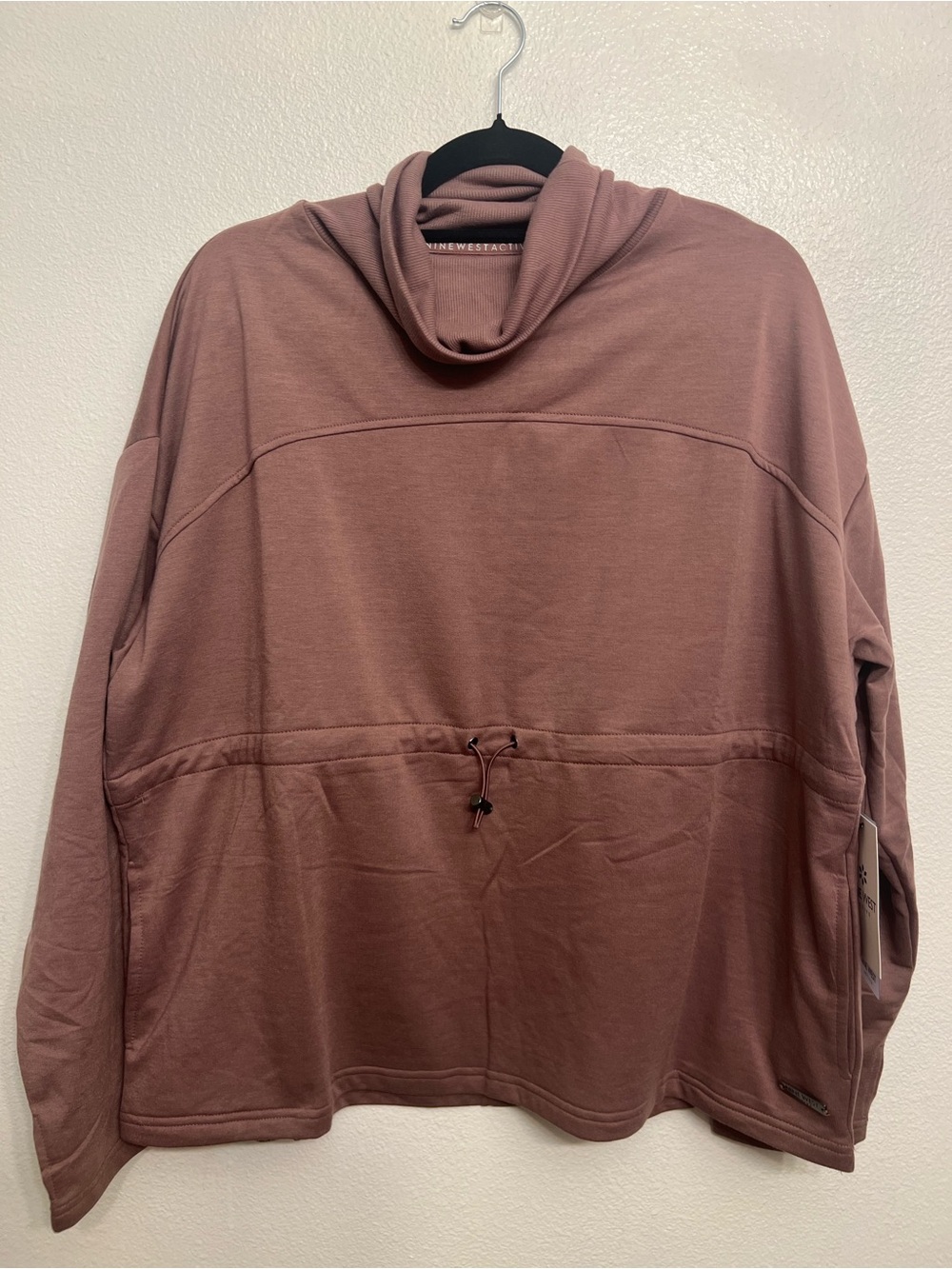 Nine West Mauve Cowl Neck Drawcord Pullover
